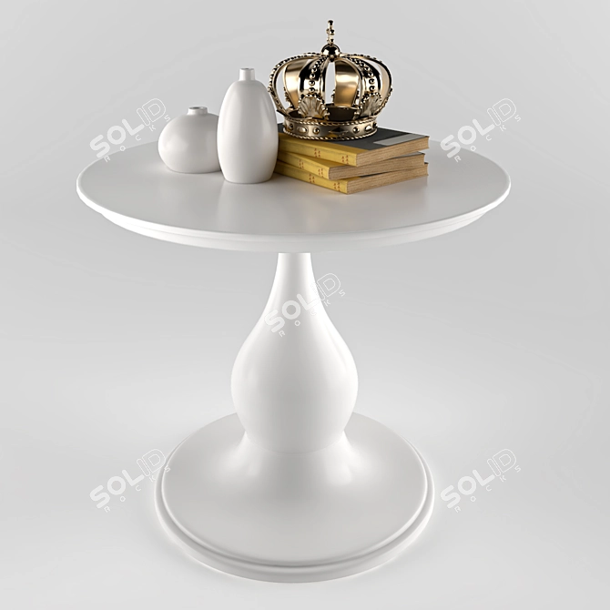 Royal Decor Set: Books, Table, and Crown 3D model image 2