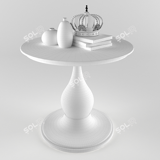 Royal Decor Set: Books, Table, and Crown 3D model image 3