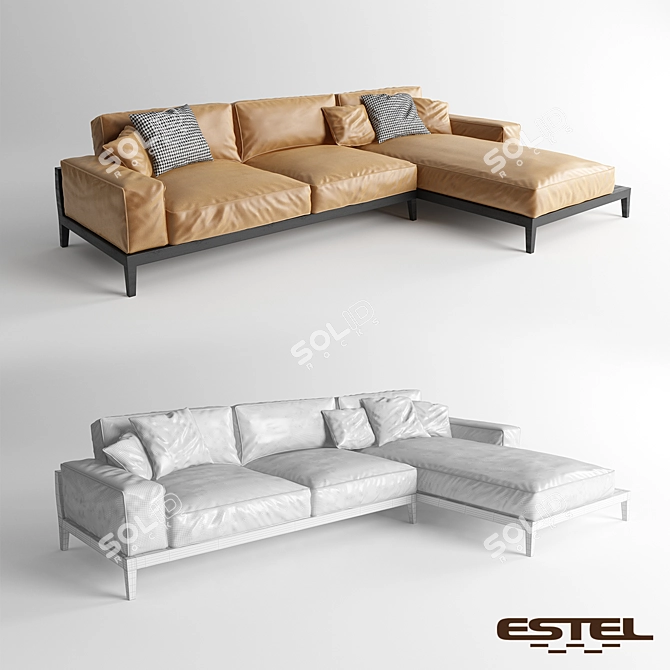 CARESSE FLY: Elegant Sectional Sofa 3D model image 1
