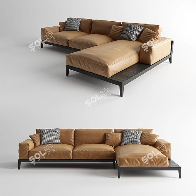 CARESSE FLY: Elegant Sectional Sofa 3D model image 2