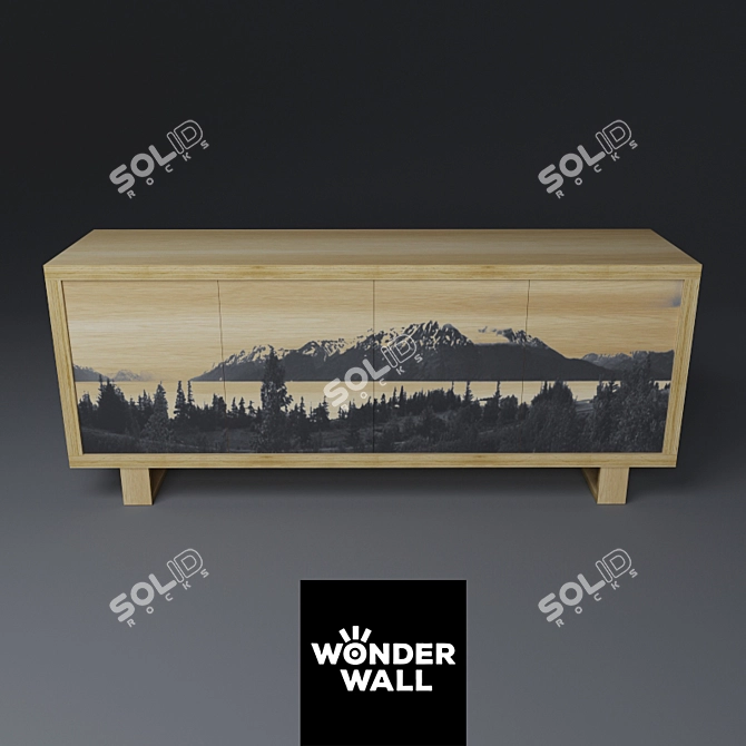 Plywood Chest of Drawers with Printed Doors 3D model image 1