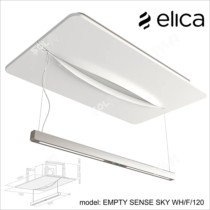 Elica EMPTY SENSE SKY: Innovative Ceiling Hood 3D model image 1