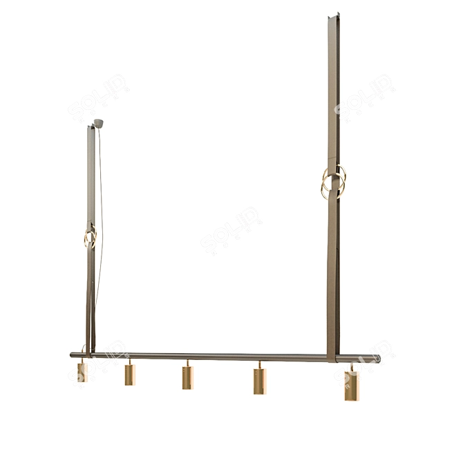 Sleek Brass Long John Ceiling Lamp 3D model image 1