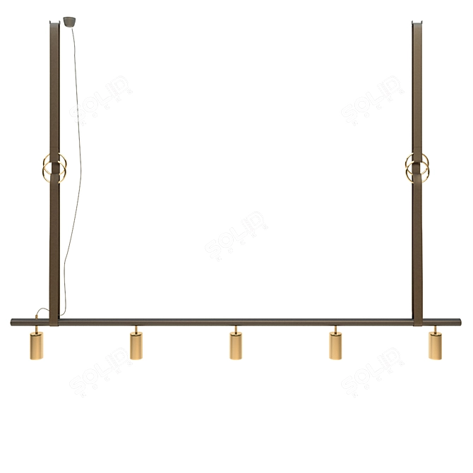 Sleek Brass Long John Ceiling Lamp 3D model image 2