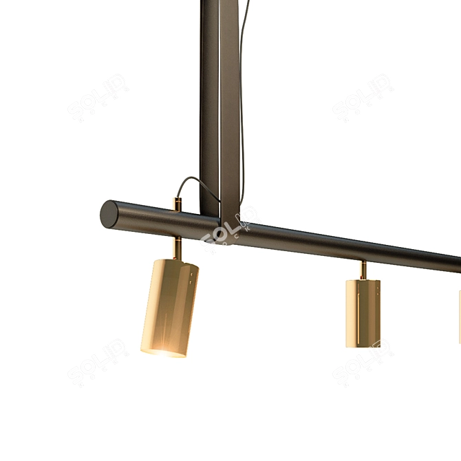 Sleek Brass Long John Ceiling Lamp 3D model image 3