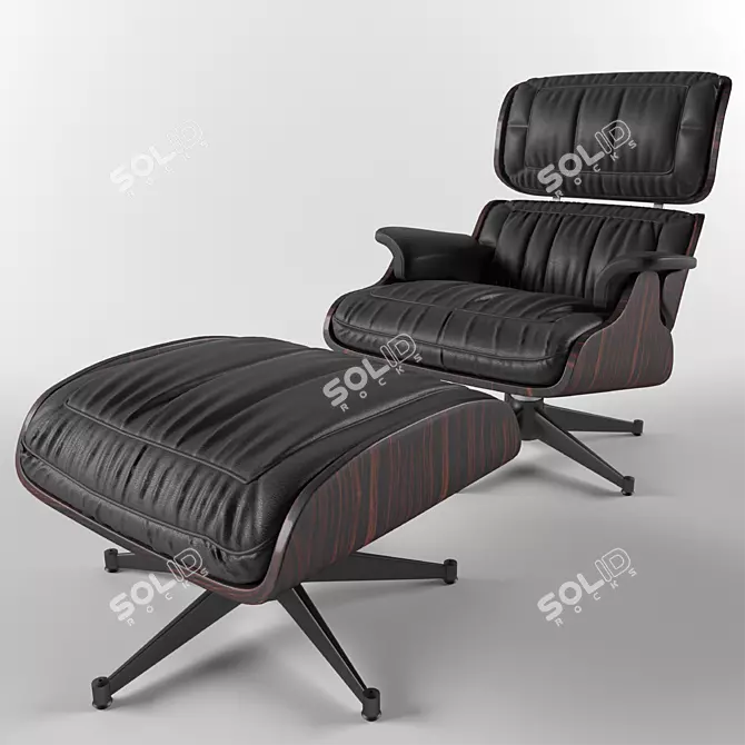 Modernized Eames Lounge Chair 3D model image 1