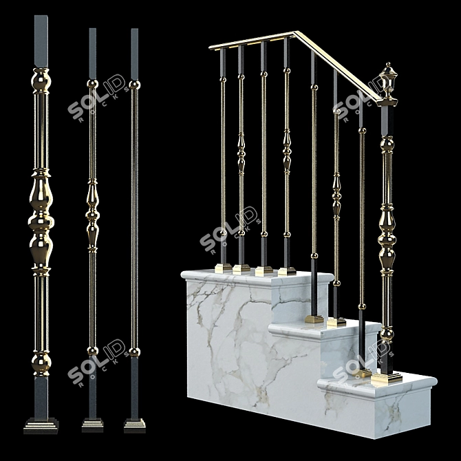 Elegant Staircase Railings 3D model image 1