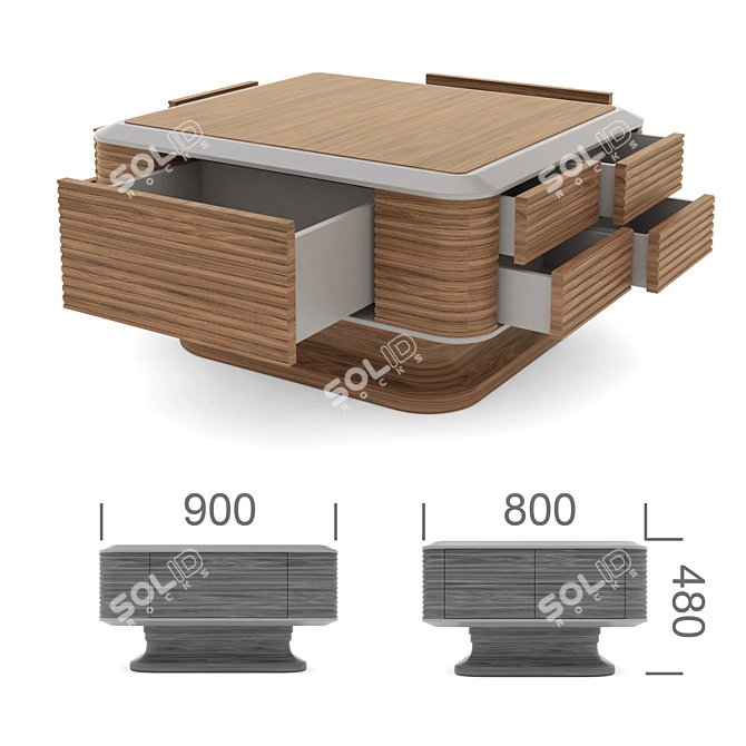 Estet Walnut Coffee Table - Elegant and Functional 3D model image 2