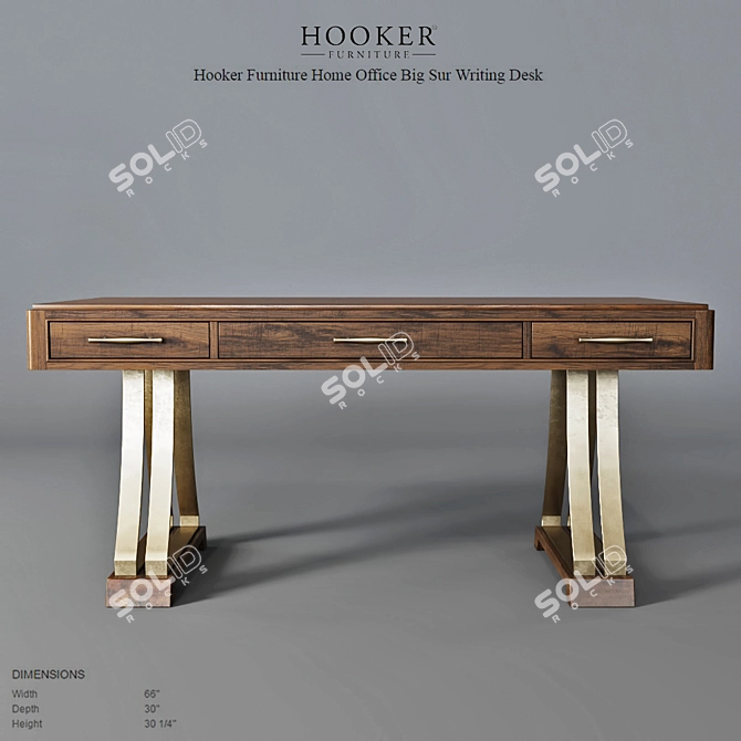 Luxury Wooden Writing Desk 3D model image 1