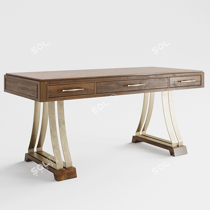 Luxury Wooden Writing Desk 3D model image 2