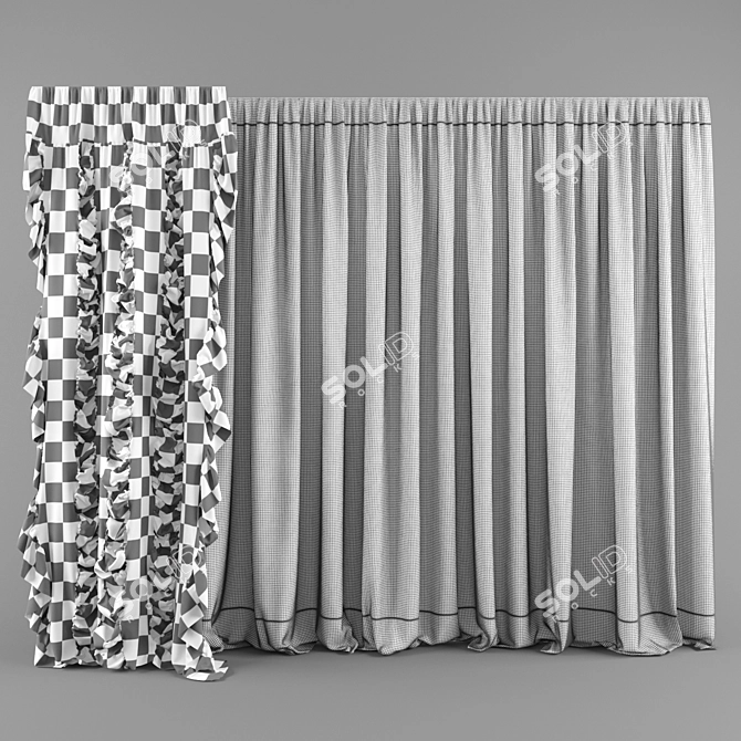 Modern Curtains: Textured and versatile with FBX file 3D model image 2