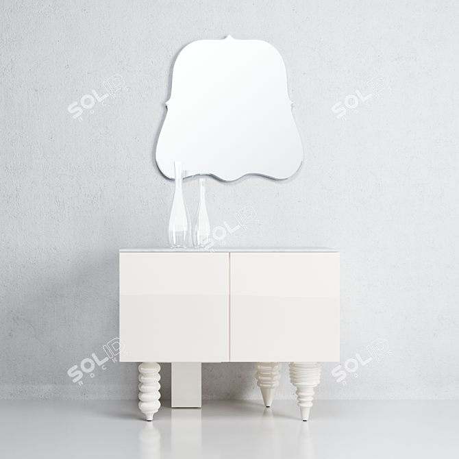 Silver Multileg Cabinet with Mirror - BD Showtime 3D model image 2