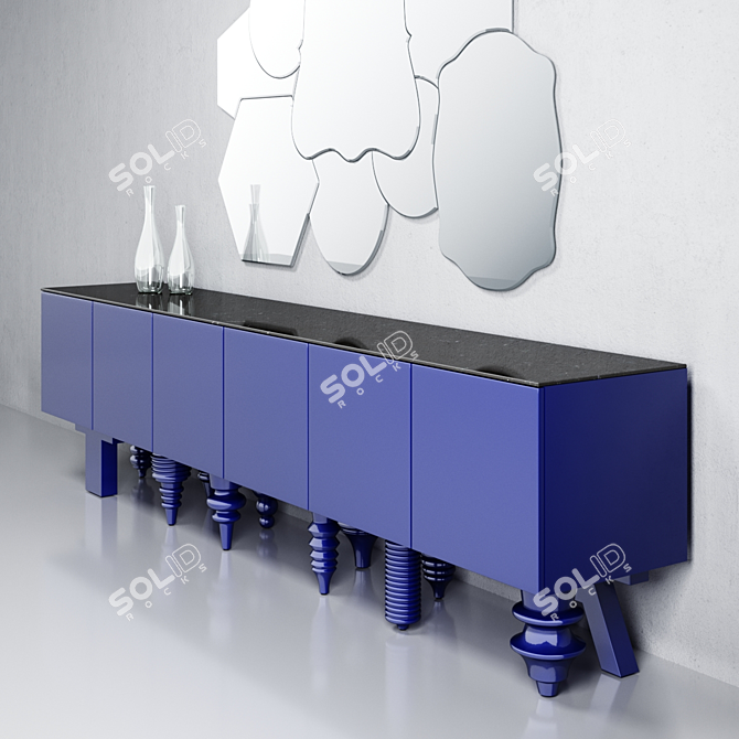 Silver Multileg Cabinet with Mirror - BD Showtime 3D model image 3