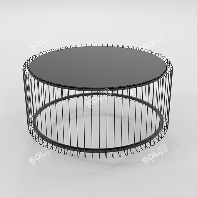 Sleek Metal Glass Coffee Table 3D model image 1