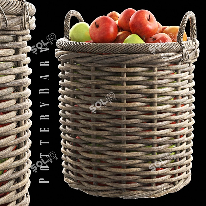 Title: Aubrey Woven Tote: Chic Basket with Apples 3D model image 1