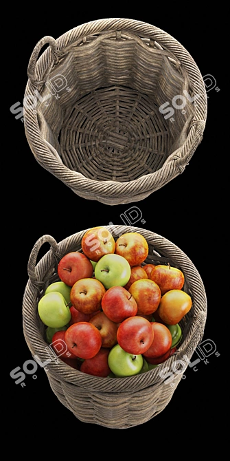 Title: Aubrey Woven Tote: Chic Basket with Apples 3D model image 2