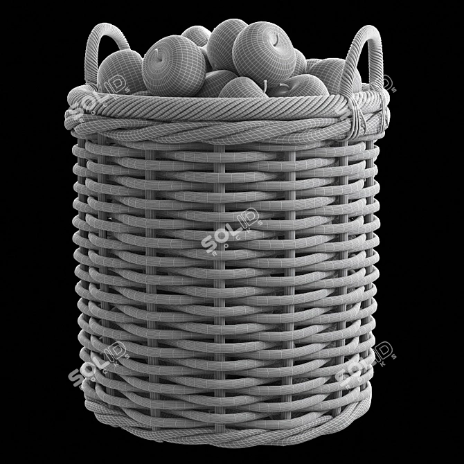 Title: Aubrey Woven Tote: Chic Basket with Apples 3D model image 3