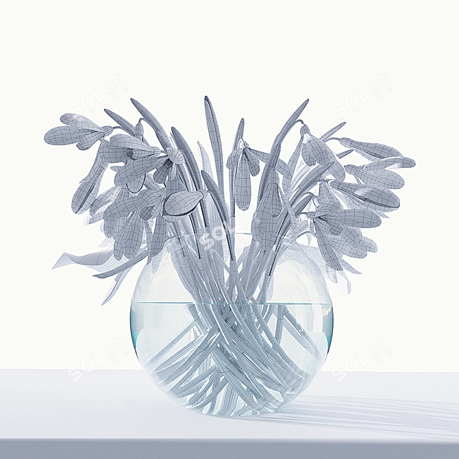 Delicate Snowdrop 3D Model 3D model image 2