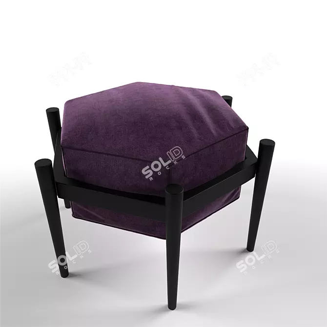 Polygon Chair and Pouf Set 3D model image 3