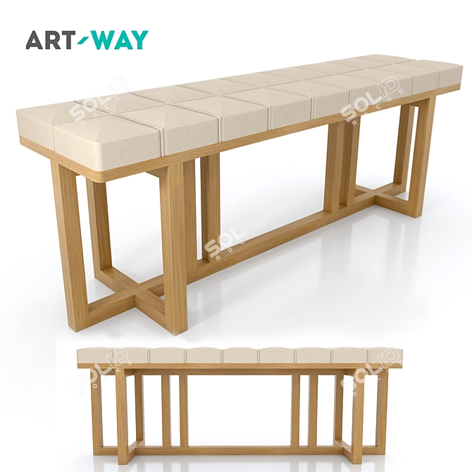 Oak Dot: Scandinavian-style Oak Bench 3D model image 1