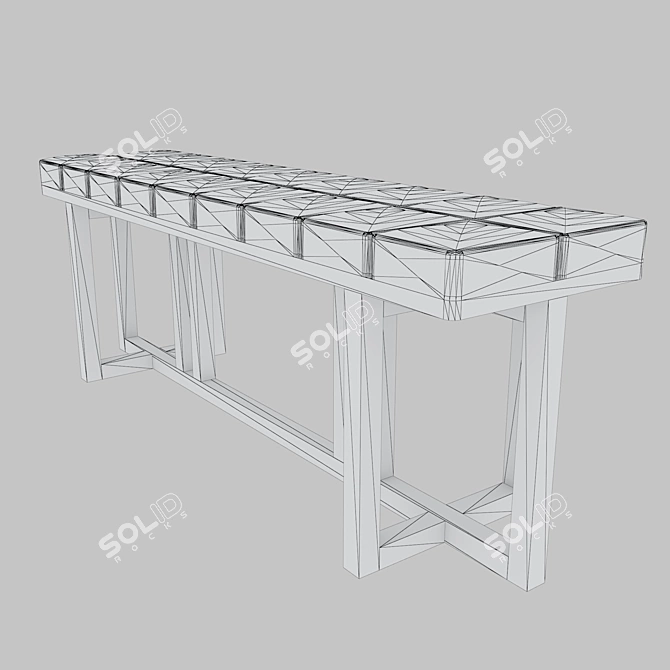 Oak Dot: Scandinavian-style Oak Bench 3D model image 3