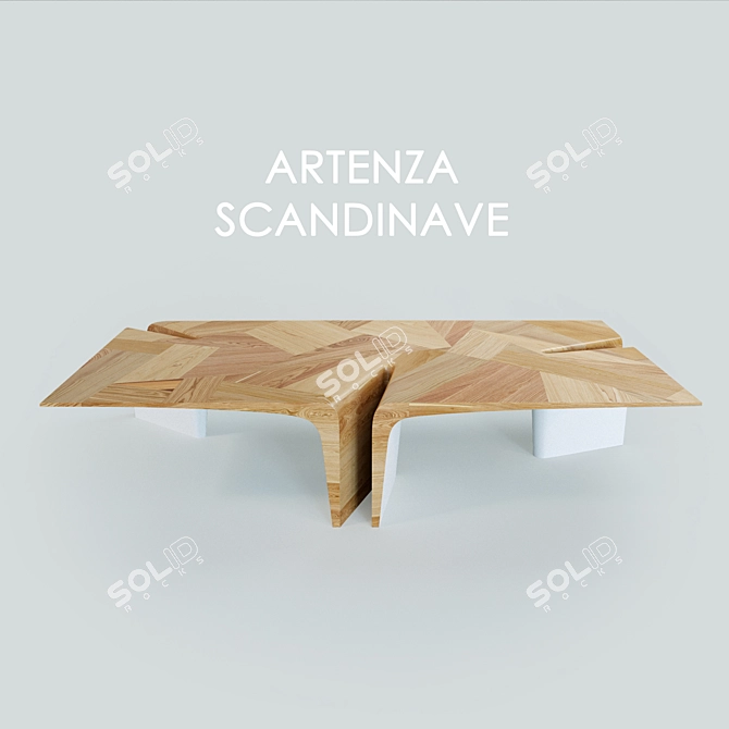 Scandinavian Oak Coffee Table: ARTENZA 3D model image 1