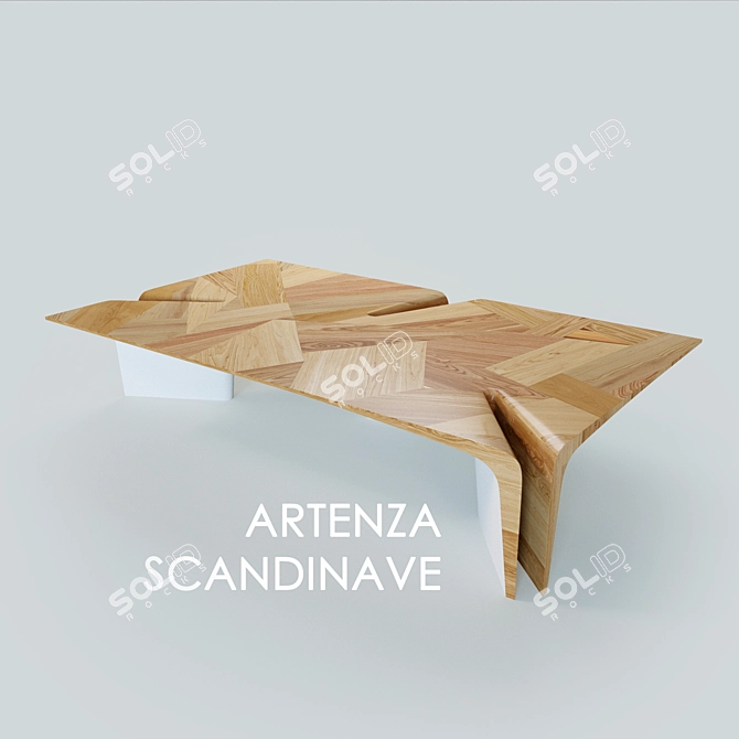 Scandinavian Oak Coffee Table: ARTENZA 3D model image 3