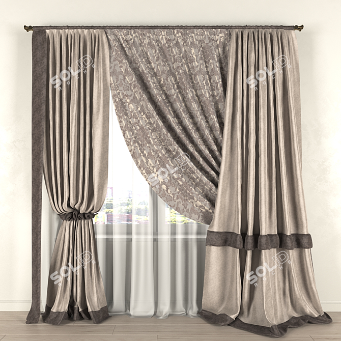 Elegant Window Blinds 3D model image 1