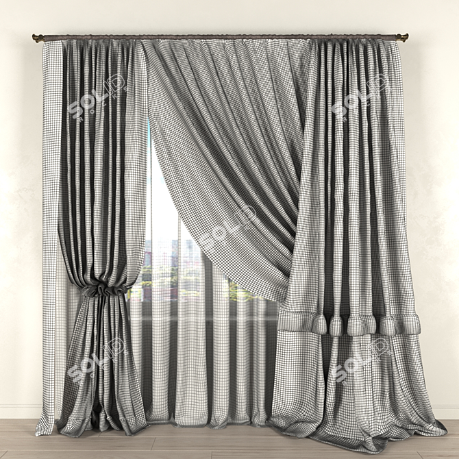 Elegant Window Blinds 3D model image 2