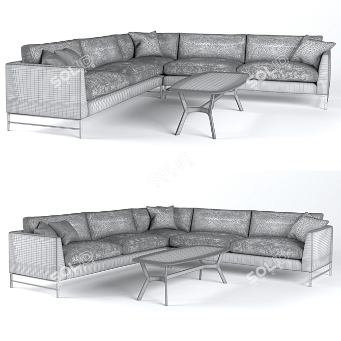 Genesis Sectional Sofa: Modern Comfort for Any Living Space 3D model image 2