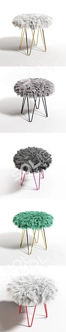 Curly Hairpin 18 Stool: Stylish Geometric Design 3D model image 2
