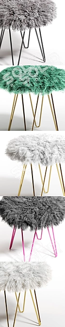 Curly Hairpin 18 Stool: Stylish Geometric Design 3D model image 3