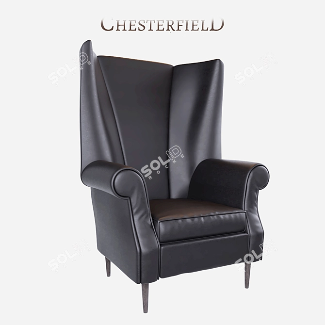 Luxury Chesterfield Leather Armchair 3D model image 1