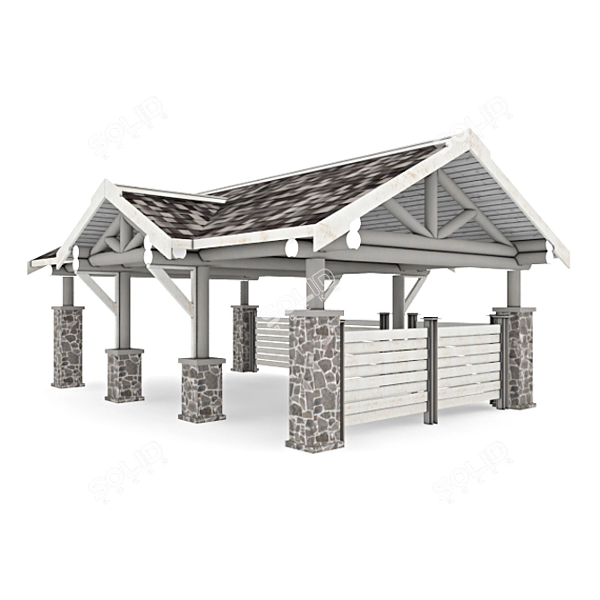 Wooden Car Shelter 3D model image 1