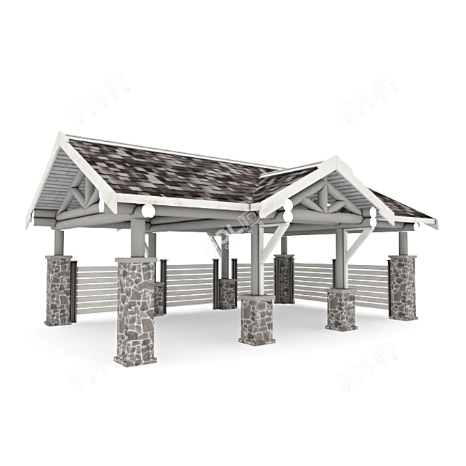 Wooden Car Shelter 3D model image 2