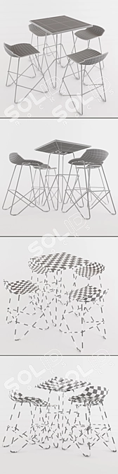 Sleek Wood Stools - Caimi Brevetti_Set 3D model image 3