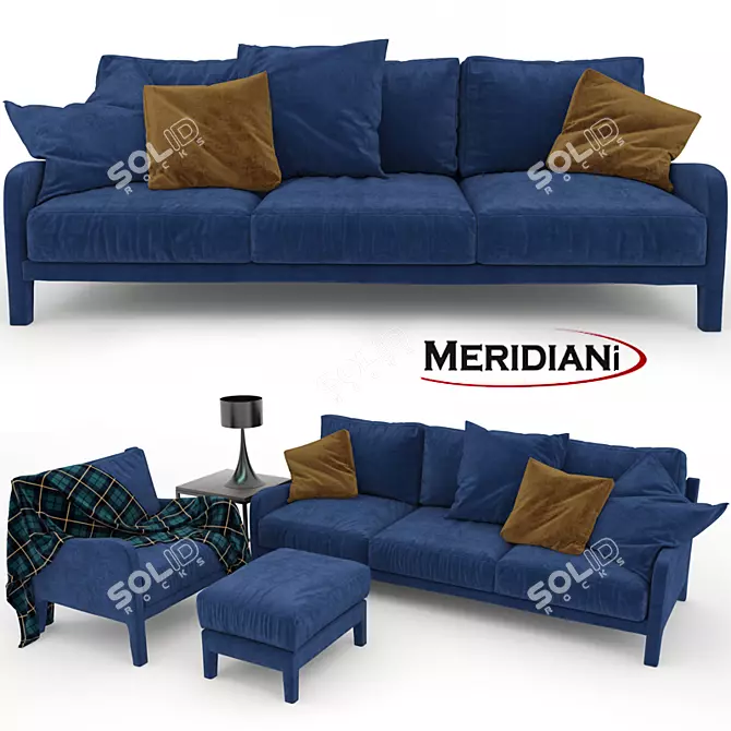Modern 3-Seater Meridiani Sofa 3D model image 1