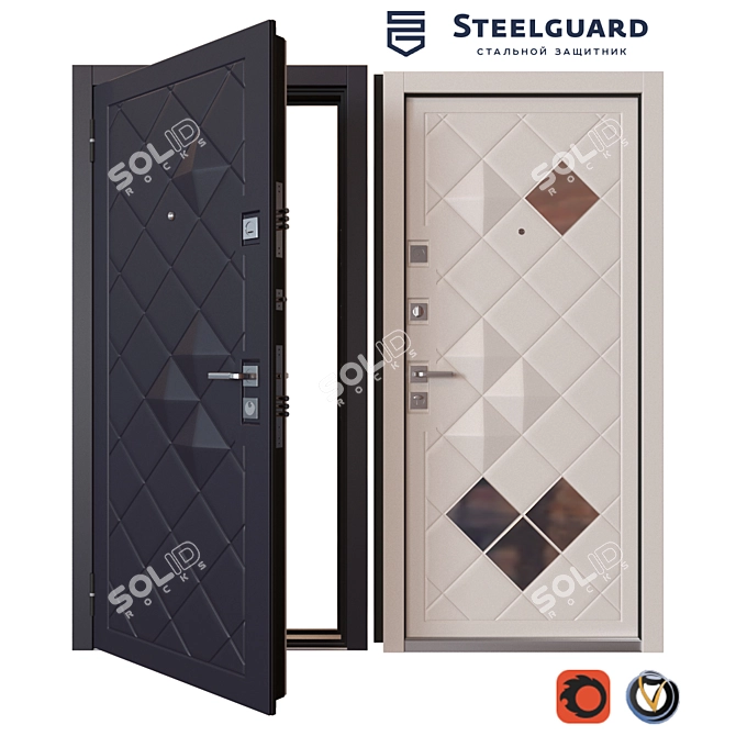 SteelGuard Luxor: Stylish and Secure Metal Door 3D model image 1