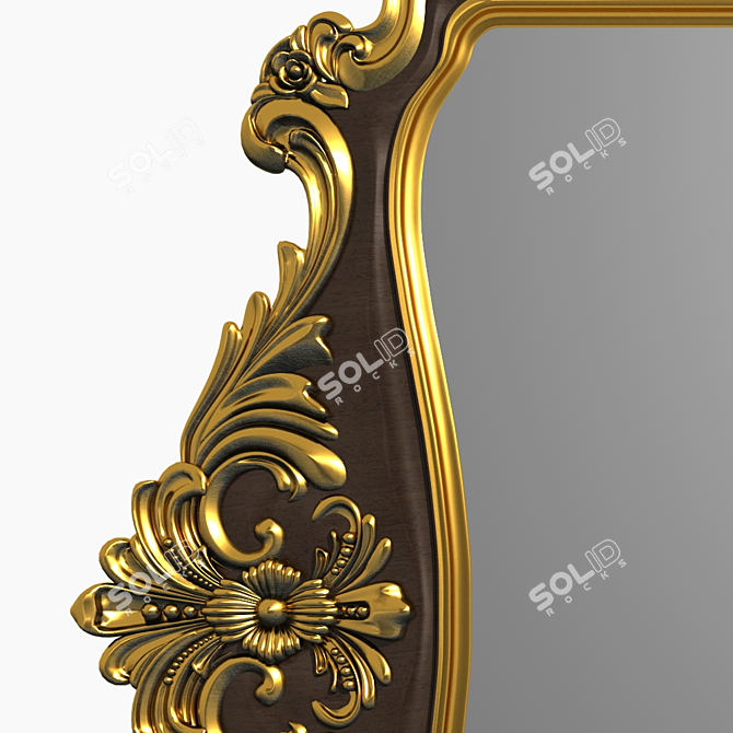 Elegant Baroque Golden Mirror 3D model image 2