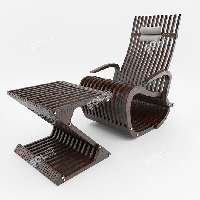 Sleek Rocking Armchair 3D model image 1