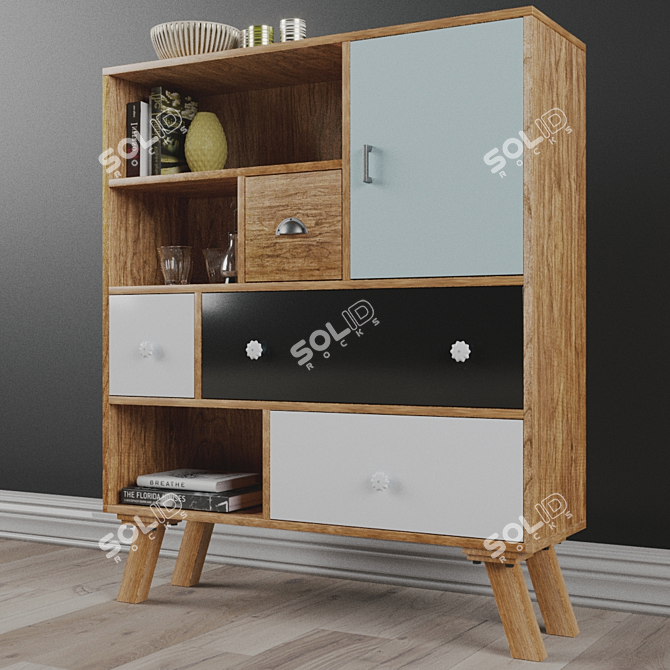 Vintage Milligan Bookcase: Retro Charm & Functional Design 3D model image 2