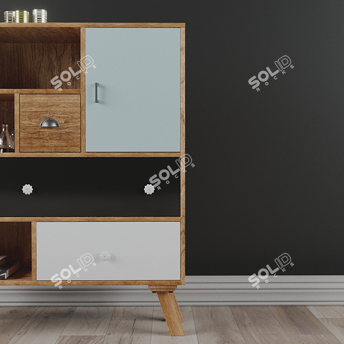 Vintage Milligan Bookcase: Retro Charm & Functional Design 3D model image 3