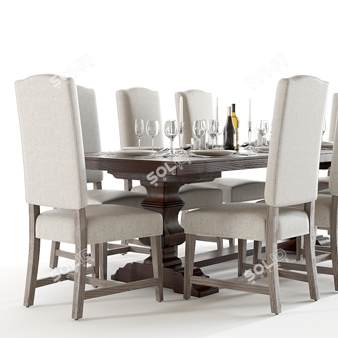 Pottery Barn Banks and Ashton: Stylish Dining Set 3D model image 3