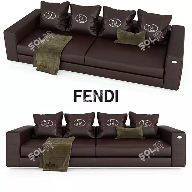 Luxury Fendi Longchamp Sofa 3D model image 1