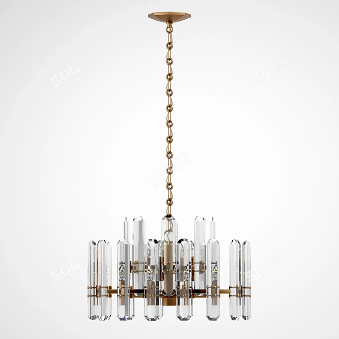 Elegant Crystal Bronze Chandelier 3D model image 3