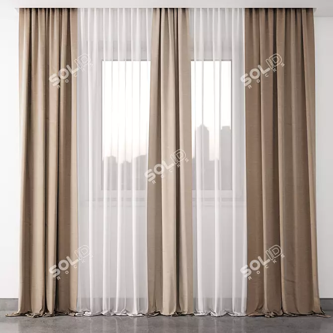 Elegance in Motion: Detailed Curtain 3D model image 1