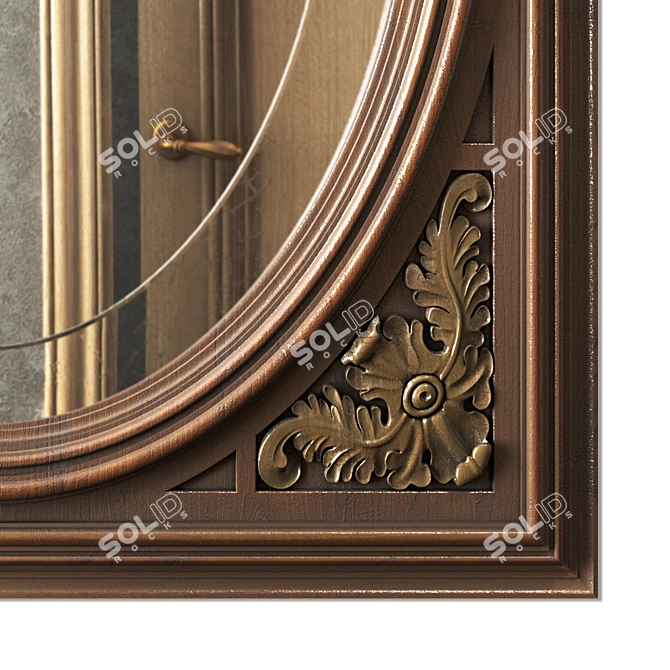 Elegant Carved Oval Mirror 3D model image 2