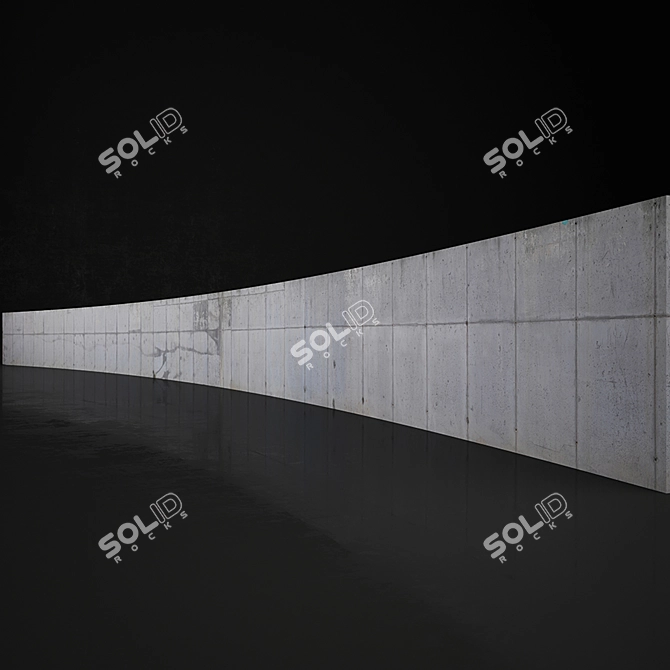 Concrete Wall Texture: 25m Long 3D model image 1