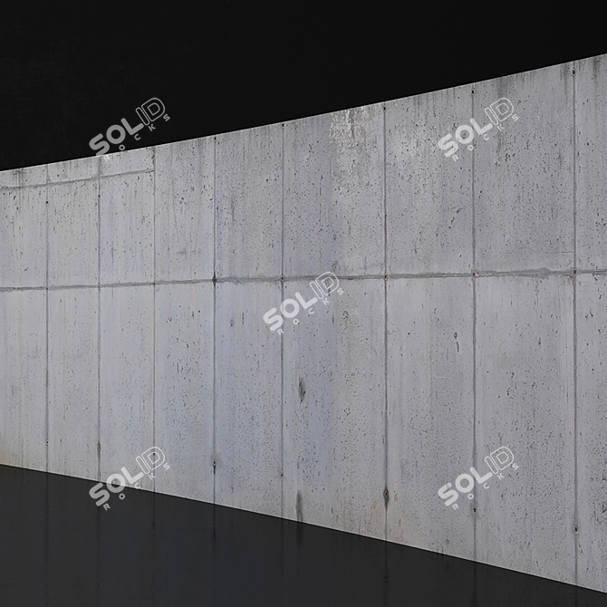 Concrete Wall Texture: 25m Long 3D model image 2