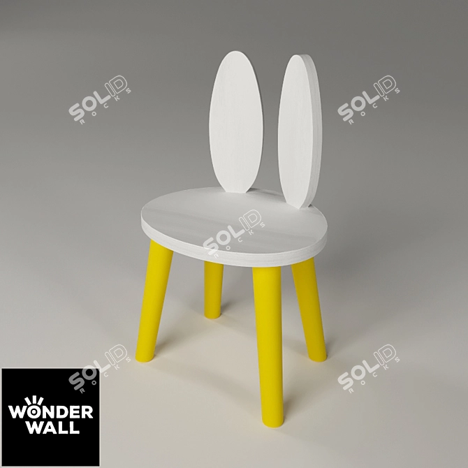 Bunny Plywood Stool 3D model image 1